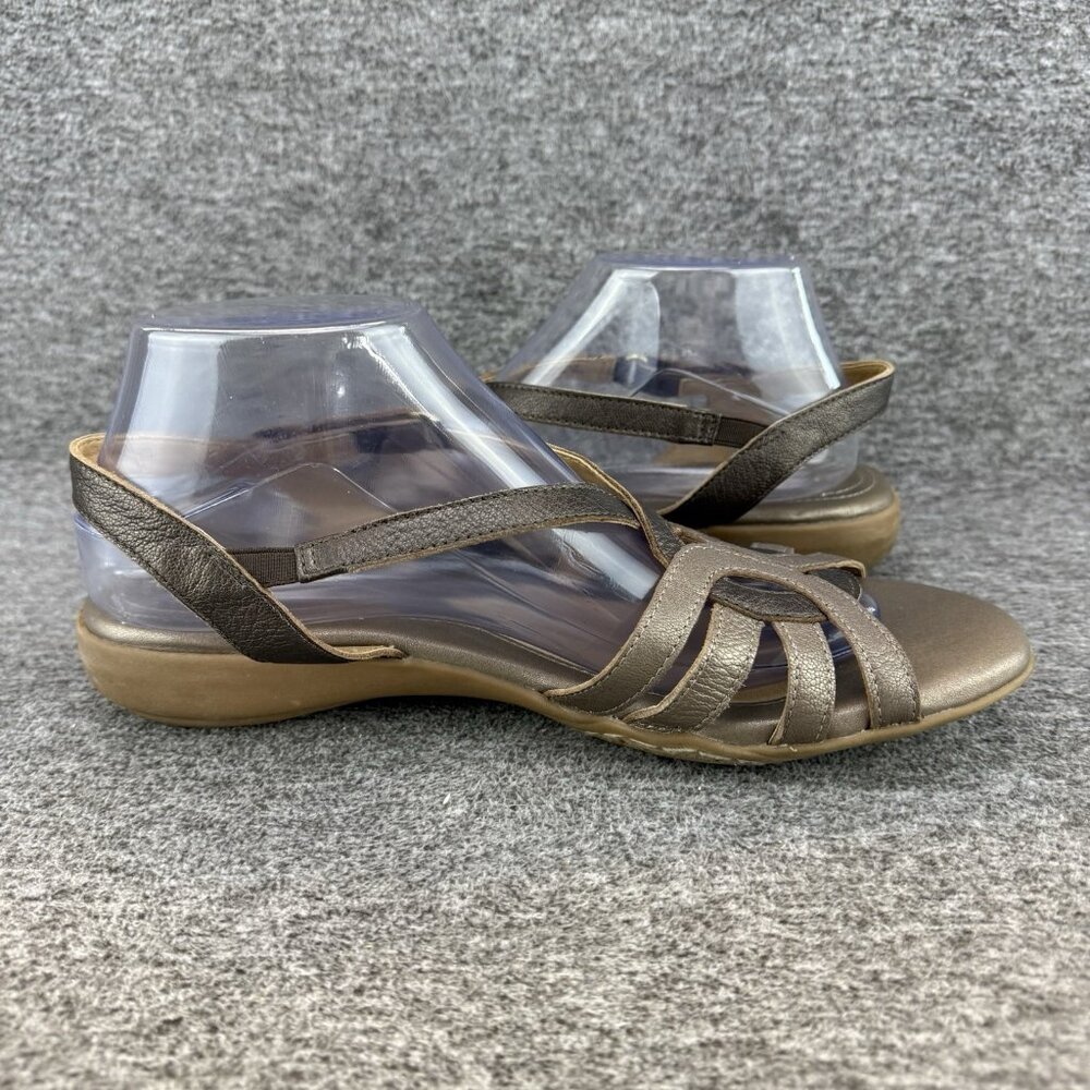 ✅Naturalizer Catrina Sandals Womens 9.5N Bronze Pewter Leather Strappy Slingback - Picture 9 of 10